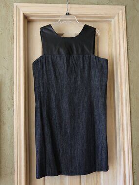 NWT Ralph Lauren Denim Faux Leather Sheath Dress Size 16